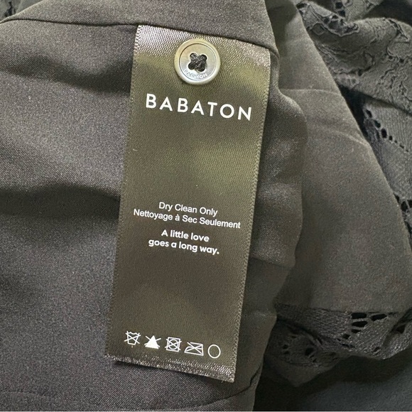 Babaton Aritzia NWT Masaki Dress Black Lace Long Sleeve Deep V-Neck Keyhole Back - Picture 8 of 10